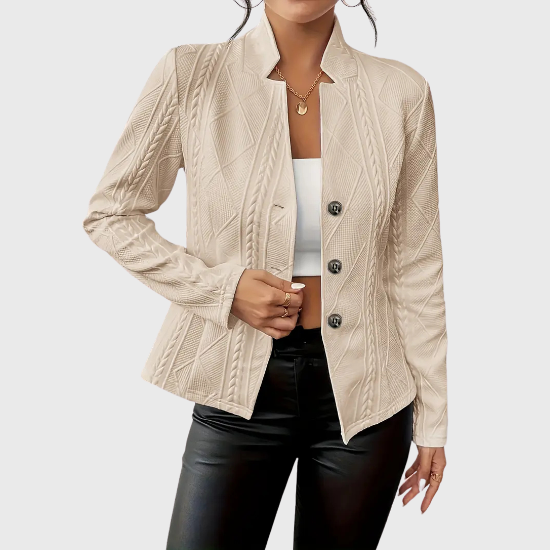 Birte | Blazer mit Zopfmuster und Stehkragen