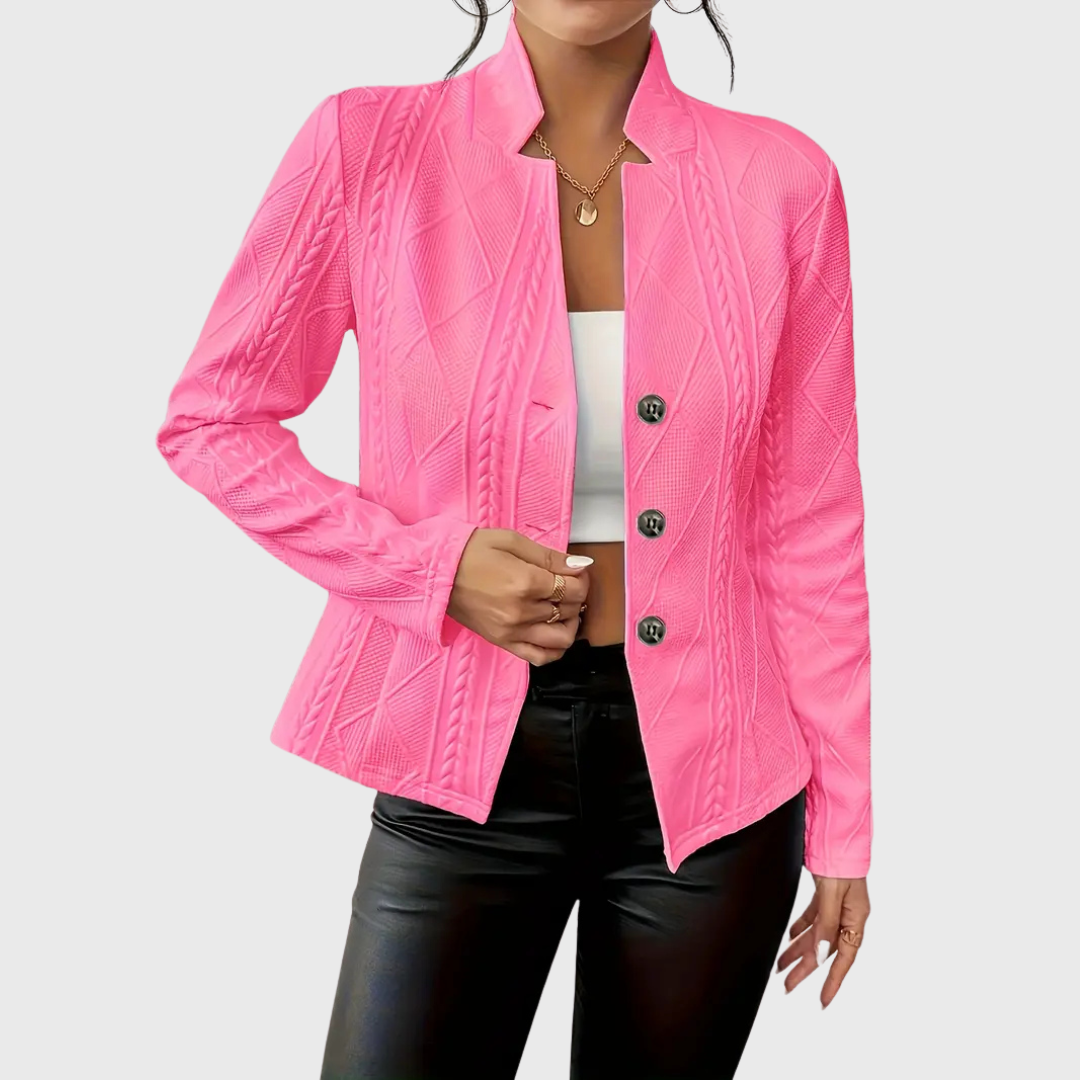 Birte | Blazer mit Zopfmuster und Stehkragen