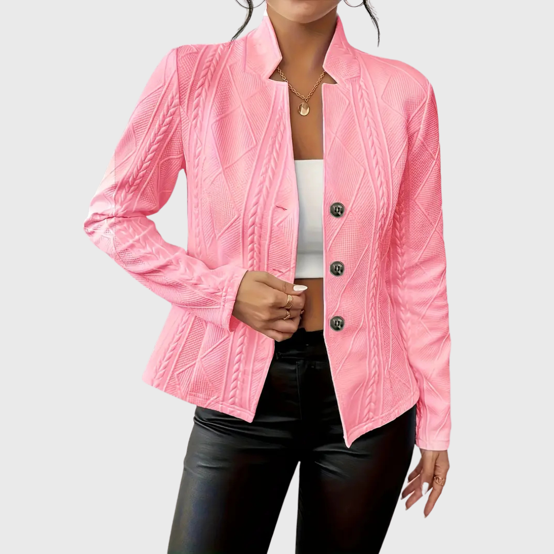 Birte | Blazer mit Zopfmuster und Stehkragen