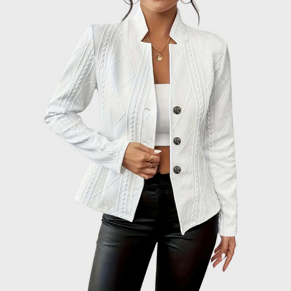 Birte | Blazer mit Zopfmuster und Stehkragen