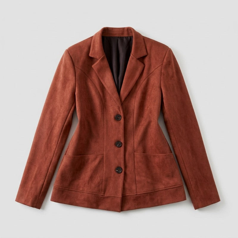 Valeska | Brauner taillierter Blazer mit aufgesetzten Taschen