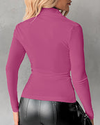 Button-Down Shirt with Collar Neck and Ruched Front