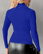 Button-Down Shirt with Collar Neck and Ruched Front