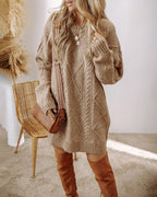 Drop-Shoulder Cable-Knit Pullover in Mid Length