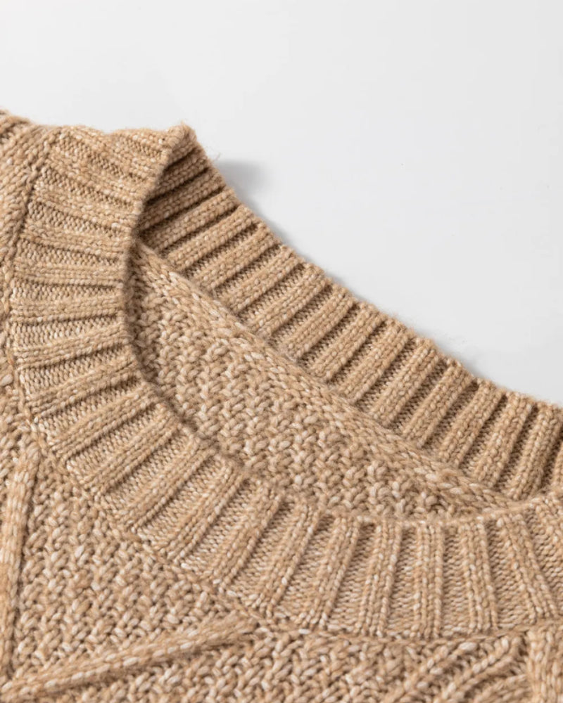 Drop-Shoulder Cable-Knit Pullover in Mid Length