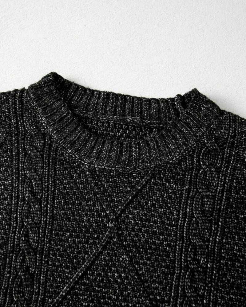 Drop-Shoulder Cable-Knit Pullover in Mid Length
