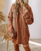 Drop-Shoulder Cable-Knit Pullover in Mid Length