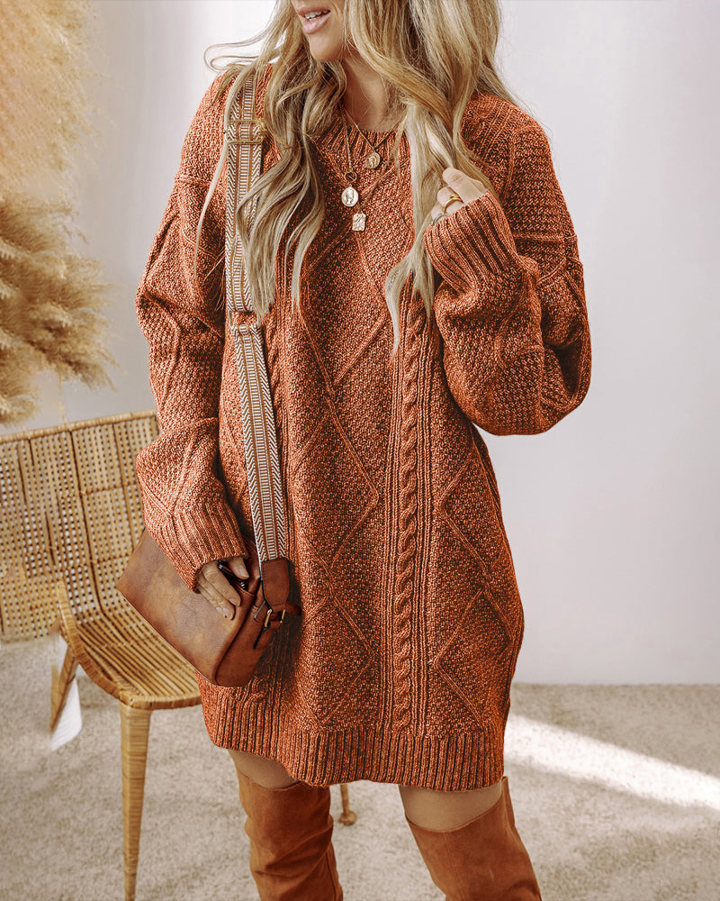 Drop-Shoulder Cable-Knit Pullover in Mid Length