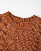 Drop-Shoulder Cable-Knit Pullover in Mid Length
