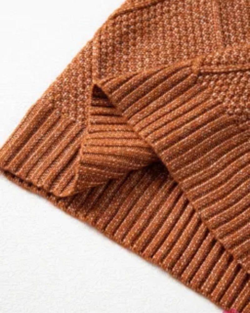 Drop-Shoulder Cable-Knit Pullover in Mid Length