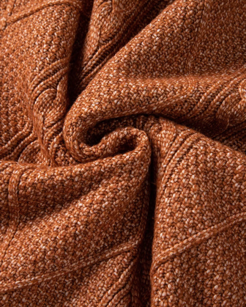 Drop-Shoulder Cable-Knit Pullover in Mid Length