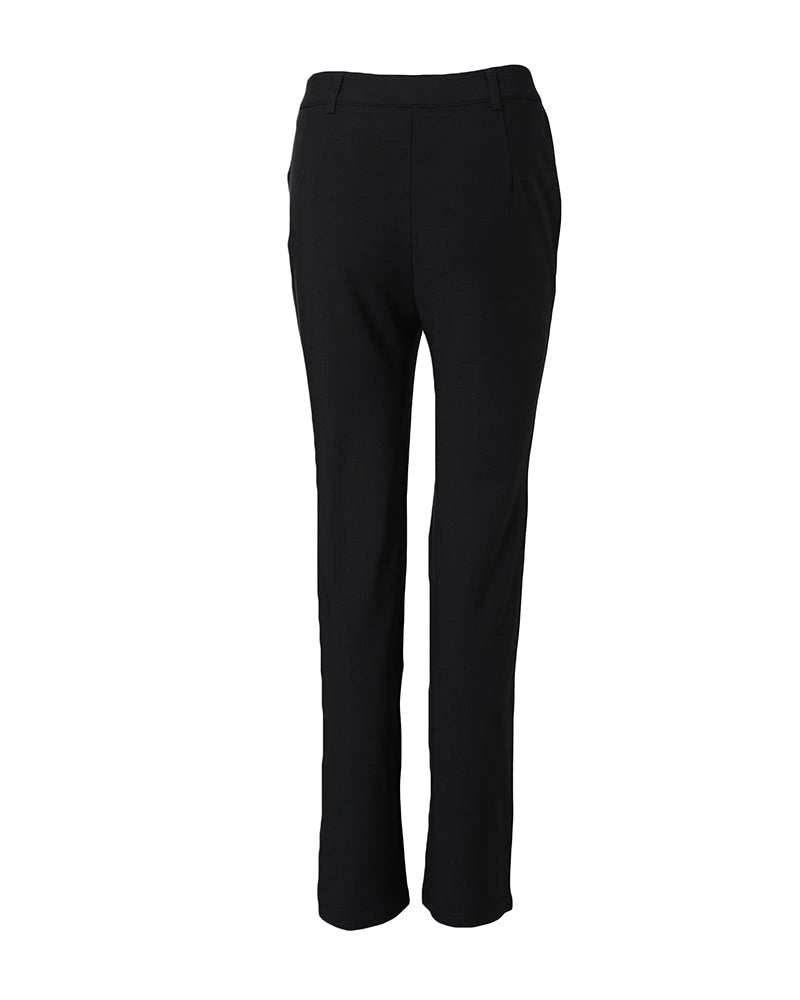 High-Waisted Straight-Leg Trousers with Seam Front - Apricot