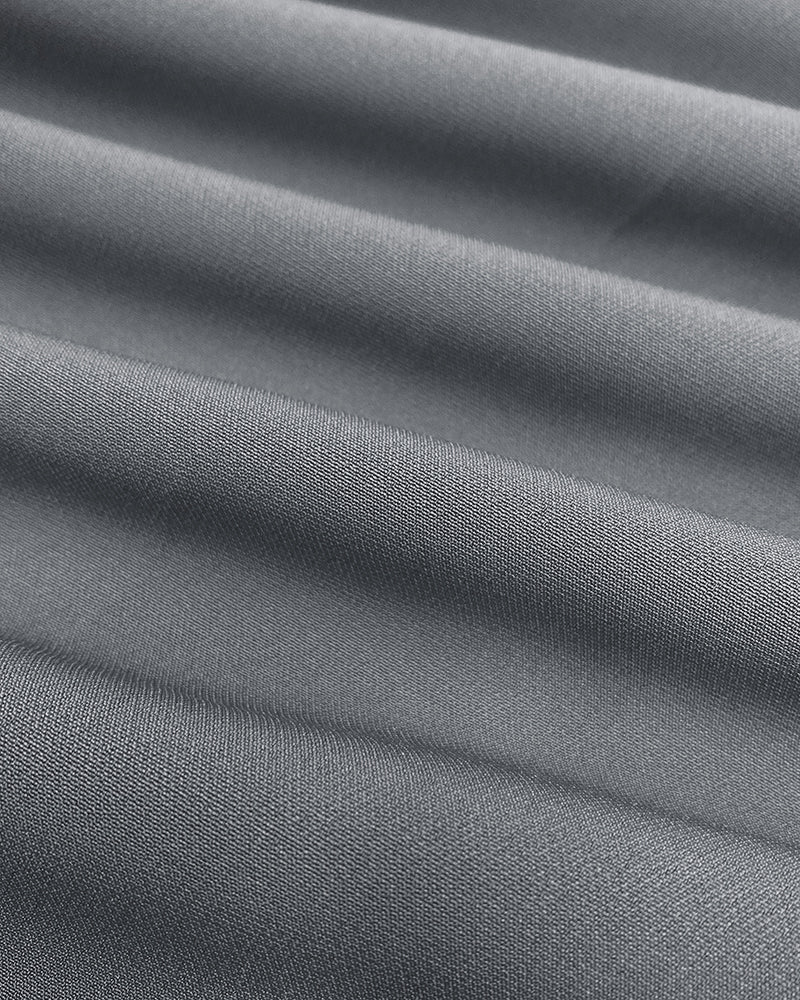 High-Waisted Wide-Leg Trousers with Elastic Back Waist - Gray