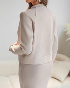 Knit Tank Dress and Pearl-Button Jacket Two-Piece