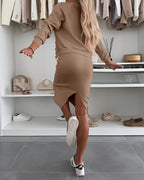Knit Tank Dress and Pearl-Button Jacket Two-Piece
