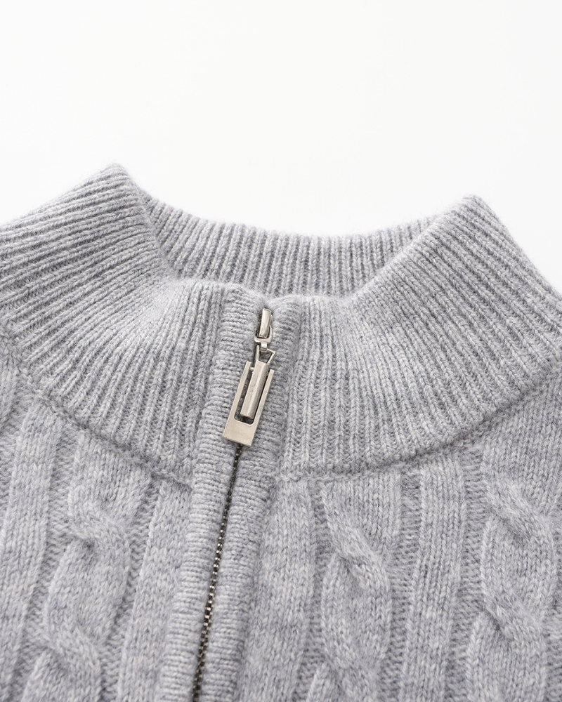 Men's Cashmere Half-Zip Sweater with Dense Knit