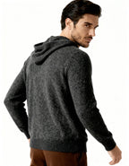 Men's Cashmere Hoodie with Kangaroo Pocket and Ribbed Trims