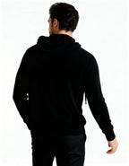 Men's Cashmere Hoodie with Kangaroo Pocket and Ribbed Trims