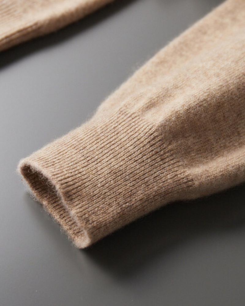 Men's Cashmere Hoodie with Kangaroo Pocket and Ribbed Trims