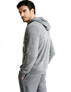 Men's Cashmere Hoodie with Kangaroo Pocket and Ribbed Trims