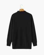 Men's Cashmere Knit Polo with Long Sleeves and Button Placket