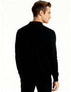 Men's Cashmere Knit Polo with Long Sleeves and Button Placket