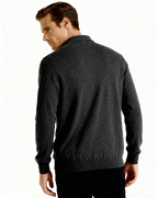 Men's Cashmere Knit Polo with Long Sleeves and Button Placket