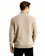 Men's Cashmere Ribbed Half-Zip Sweater with Stand Collar