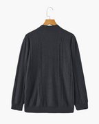 Men's Cashmere Ribbed Half-Zip Sweater with Stand Collar