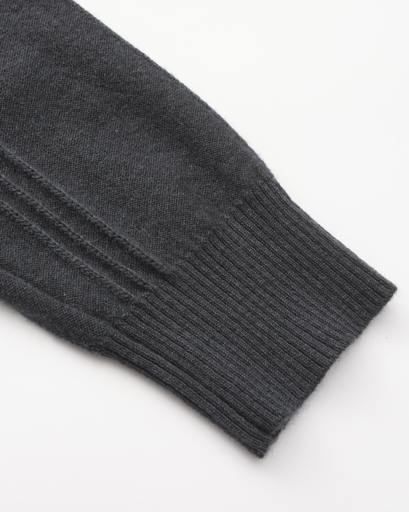 Men's Cashmere Ribbed Half-Zip Sweater with Stand Collar
