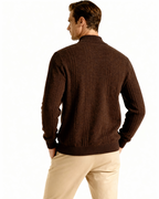Men's Cashmere Ribbed Half-Zip Sweater with Stand Collar