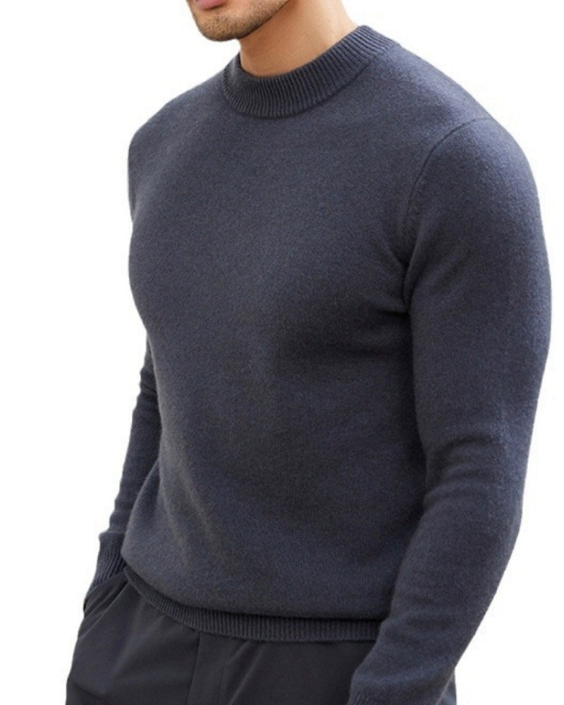 Men's Cashmere-Wool Turtleneck Sweater with Slim Fit - Dark Gray