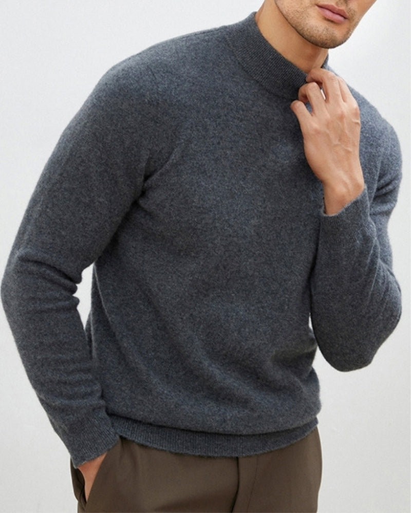 Men's Cashmere-Wool Turtleneck Sweater with Slim Fit