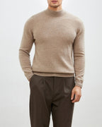 Men's Cashmere-Wool Turtleneck Sweater with Slim Fit - Brown