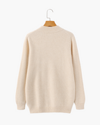 Men's Cashmere Zip Cardigan with Stand Collar and Ribbed Trims