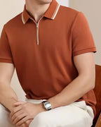 Men's Chunky Knit Half-Zip Polo with Contrast Collar