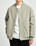 Men's Collarless Bomber Jacket with Zip Front and Sleeve Pocket - Gray