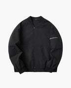 Men's Collarless Bomber Jacket with Zip Front and Sleeve Pocket