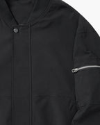 Men's Collarless Bomber Jacket with Zip Front and Sleeve Pocket