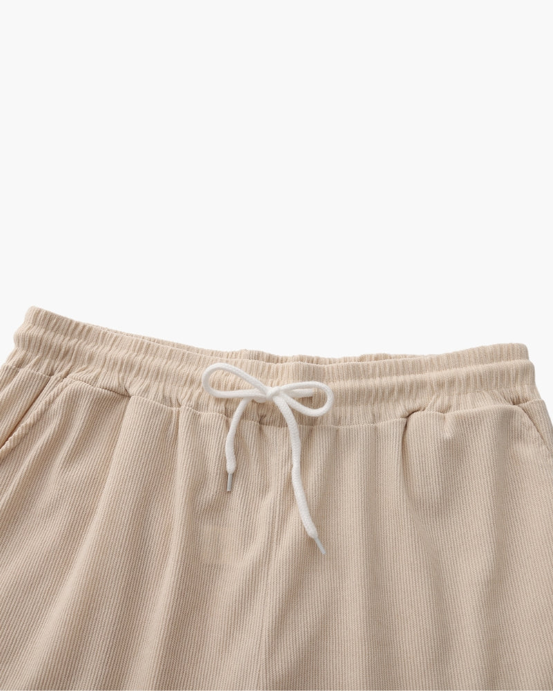 Men's Corduroy Shirt and Drawstring Shorts Set