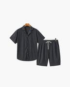 Men's Corduroy Shirt and Drawstring Shorts Set