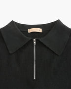 Men's Cotton Knit Half-Zip Sweater with Ribbed Collar