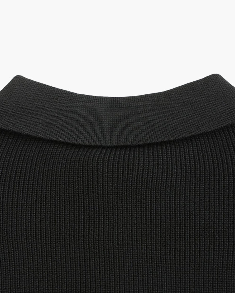 Men's Cotton Knit Half-Zip Sweater with Ribbed Collar