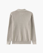 Men's Cotton Knit Half-Zip Sweater with Ribbed Collar
