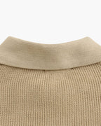 Men's Cotton Knit Half-Zip Sweater with Ribbed Collar