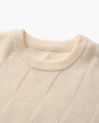 Men's Diamond Knit Crew Neck Sweater with Ribbed Cuffs