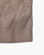 Men's Diamond Knit Crew Neck Sweater with Ribbed Cuffs