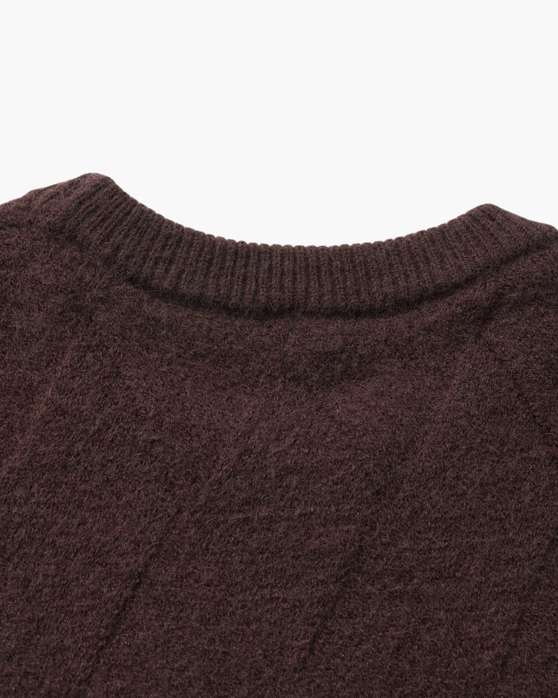 Men's Diamond Knit Crew Neck Sweater with Ribbed Cuffs
