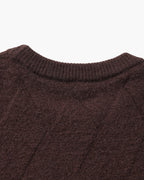 Men's Diamond Knit Crew Neck Sweater with Ribbed Cuffs