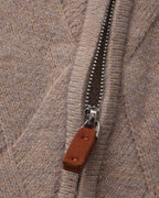 Men's Diamond Knit Zip Cardigan with Spread Collar